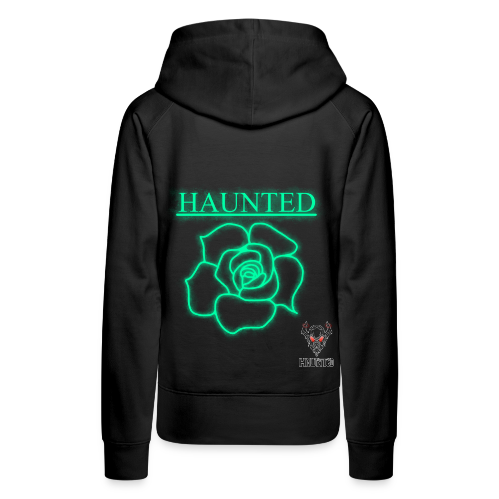 Women Hoodie Turquoise Neon Rose - Schwarz