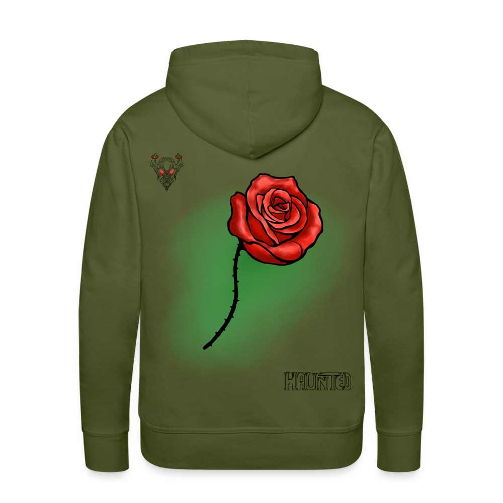 Man Hoodie Rose on Green 1 - Olivgrün