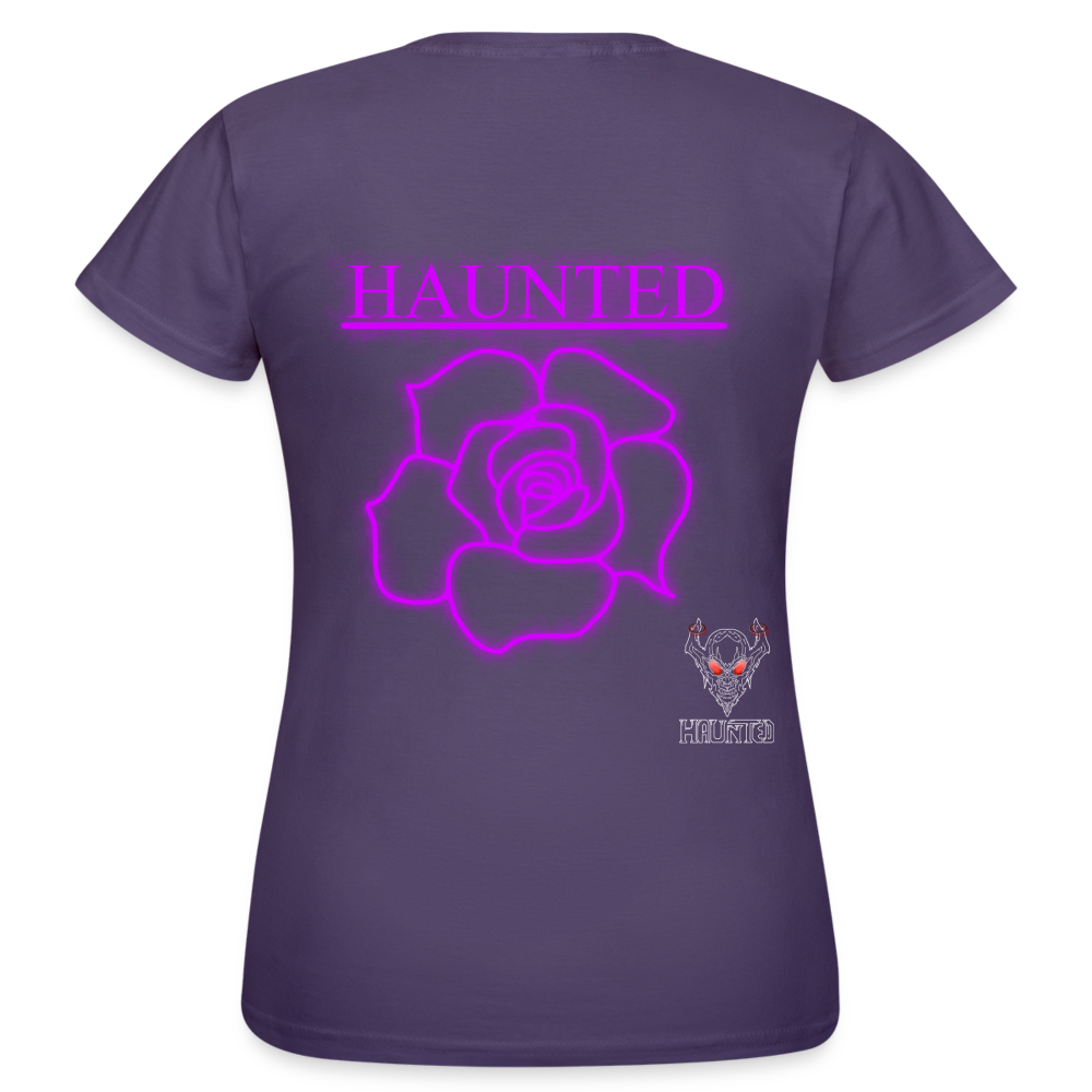 Women T-Shirt Pink Neon Rose - Dunkellila