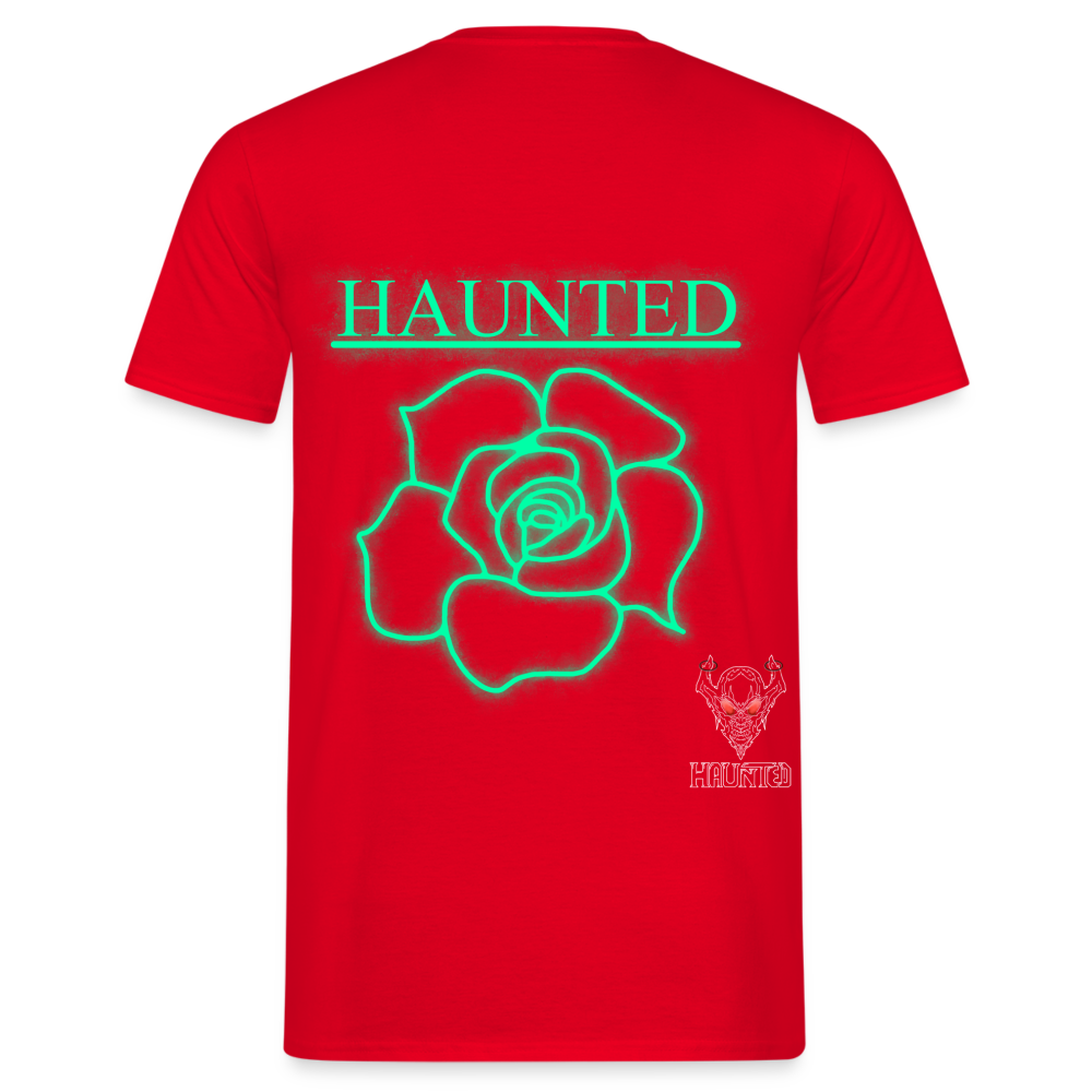 Men T-Shirt Turquoise Neon Rose - Rot