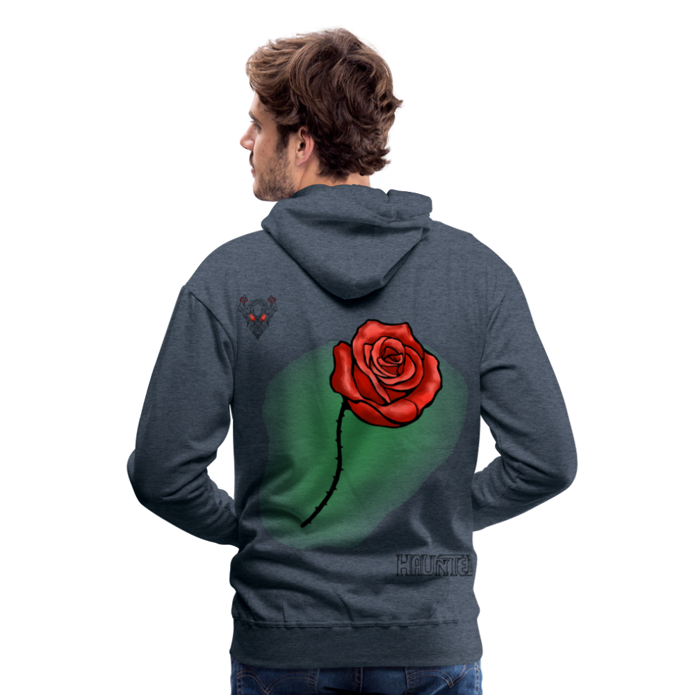 Man Hoodie Rose on Green 1 - Jeansblau