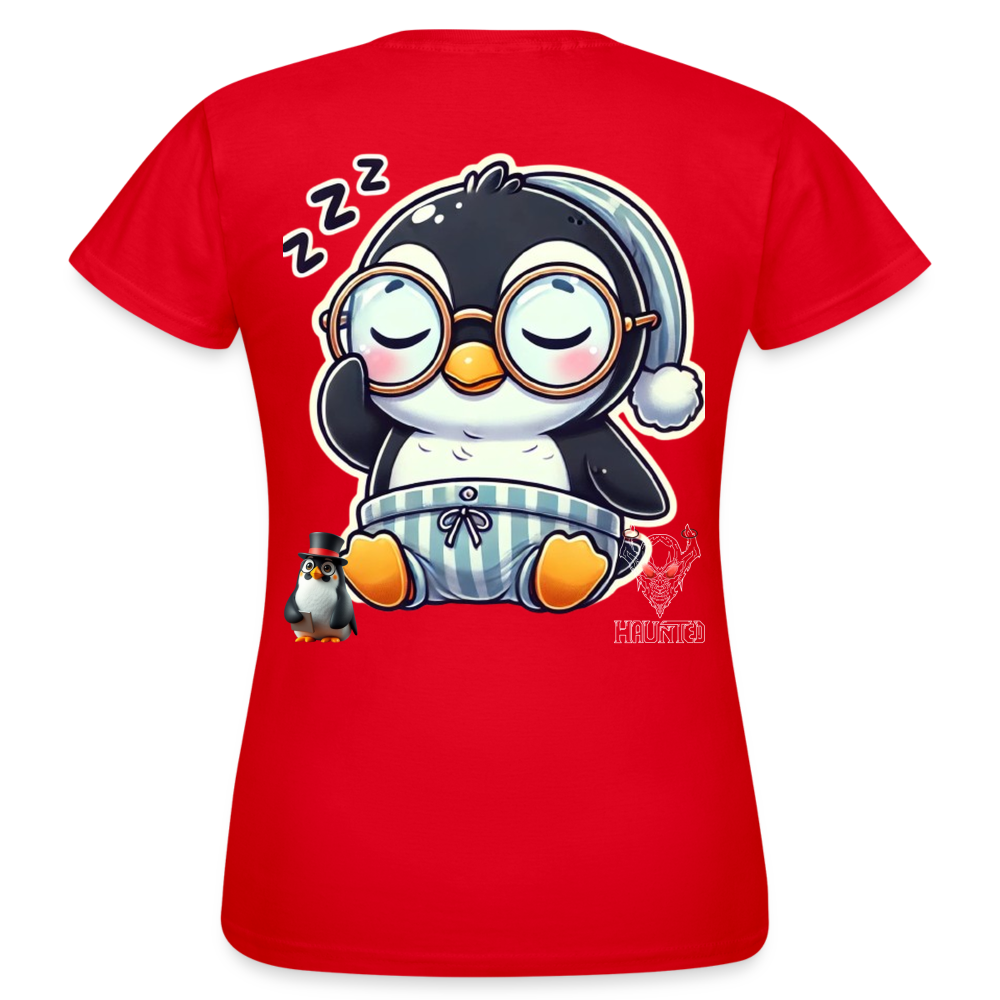 Women T-Shirt Sleepy KasPenguin - Rot