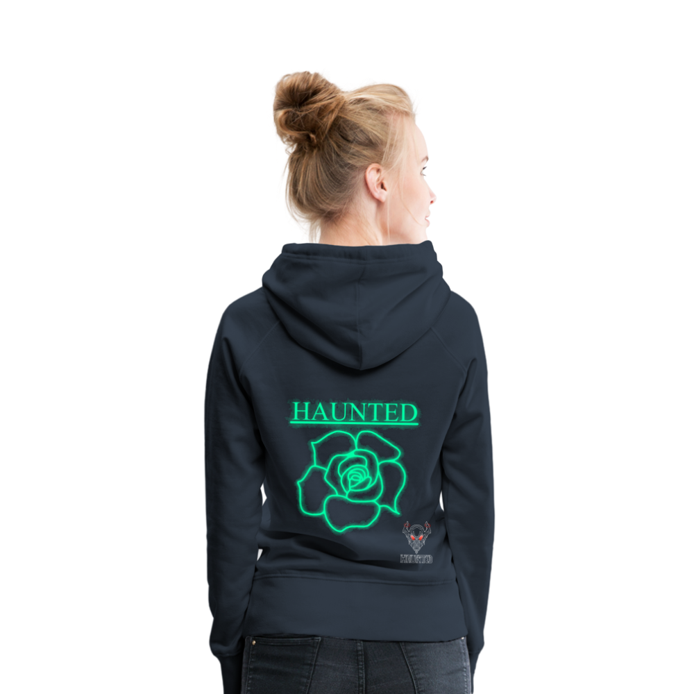 Women Hoodie Turquoise Neon Rose - Navy
