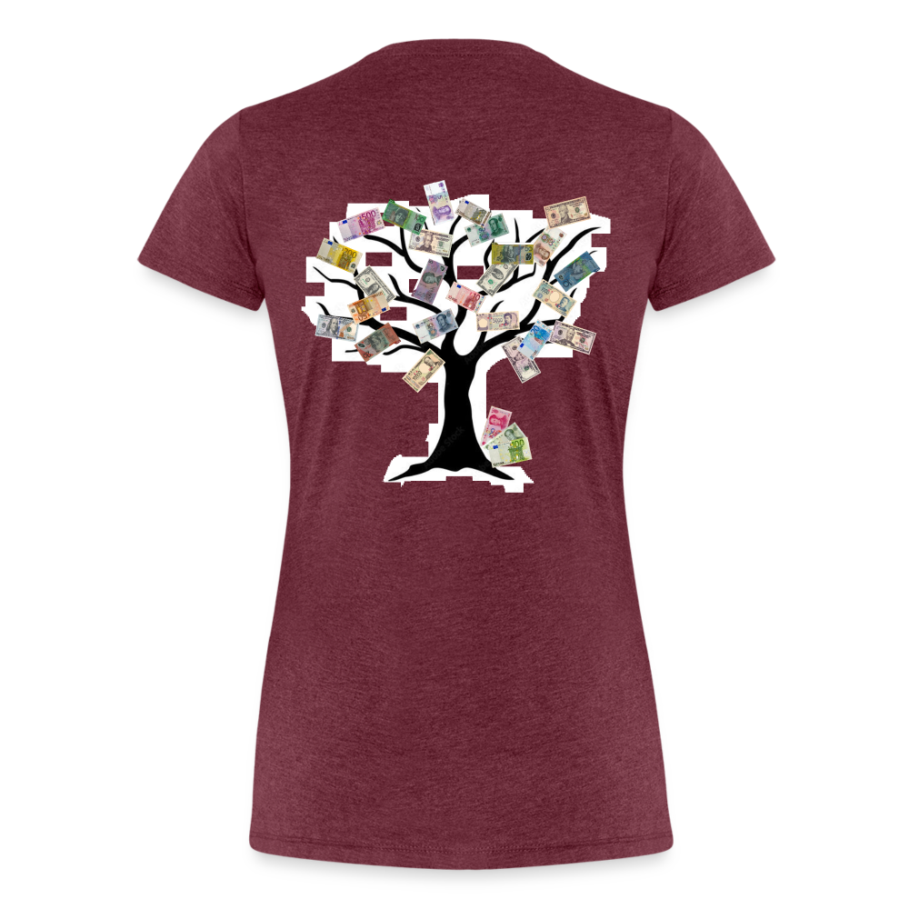 Women T-Shirt Money Tree - Bordeauxrot meliert