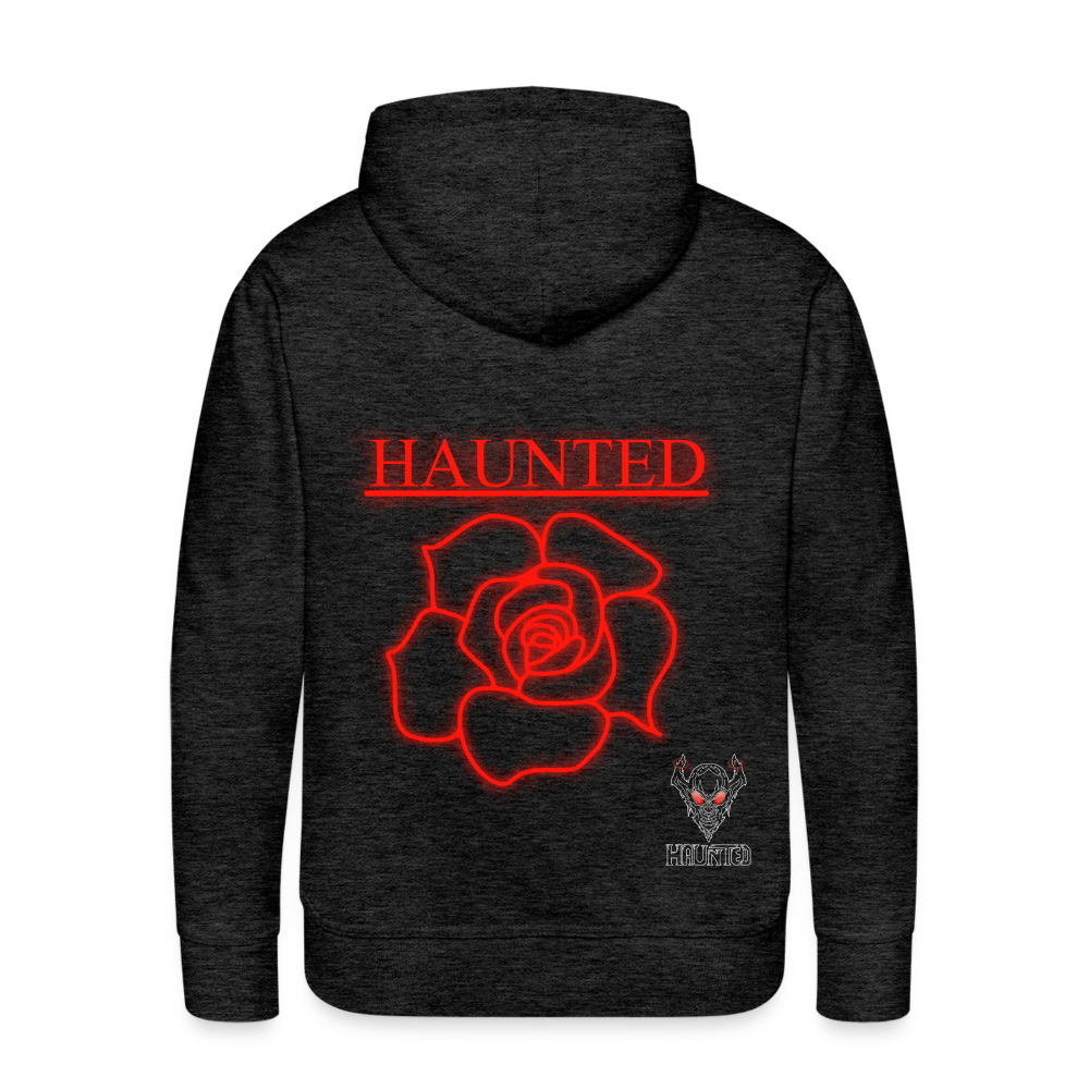 Men Hoodie Red Neon Rose - Anthrazit