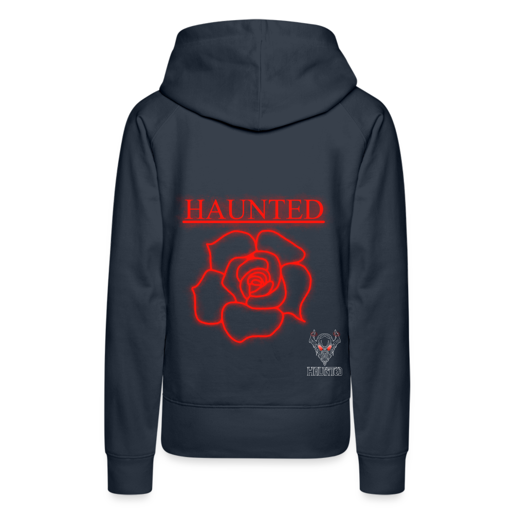 Women Hoodie Red Neon Rose - Navy