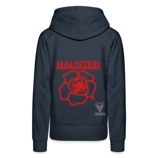 Women Hoodie Red Neon Rose - Navy