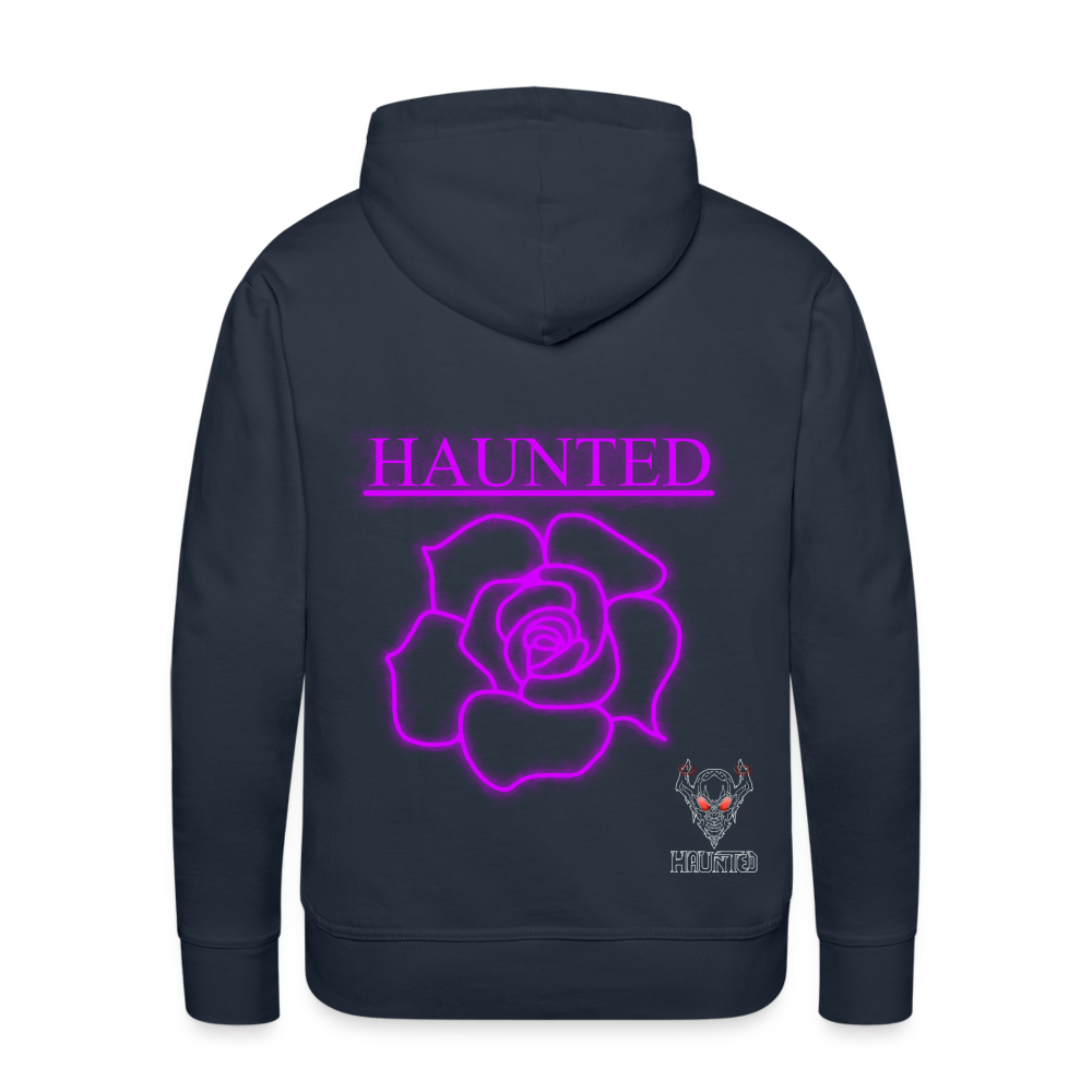 Men Hoodie Pink Neon Rose - Navy