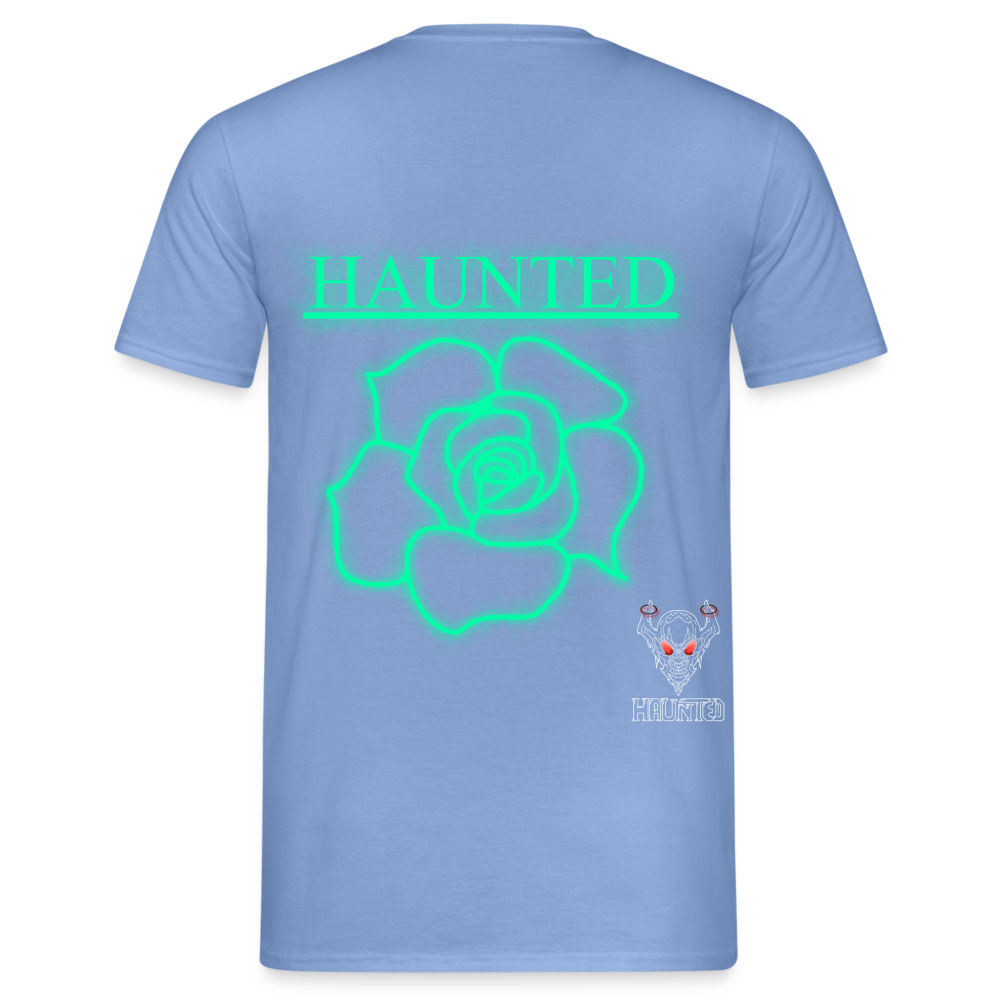 Men T-Shirt Turquoise Neon Rose - carolina blue