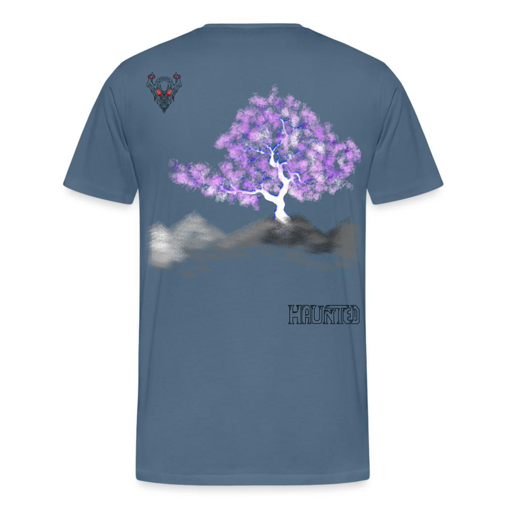 Man T-Shirt Cherry Blossom - Blaugrau