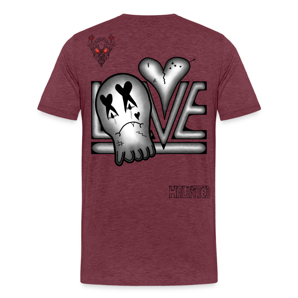Man T-Shirt LOVE - Bordeauxrot meliert