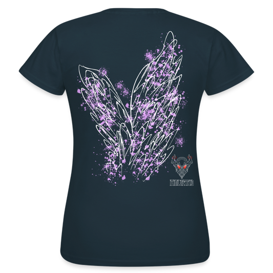 Women T-Shirt Light Purple Wings - Navy