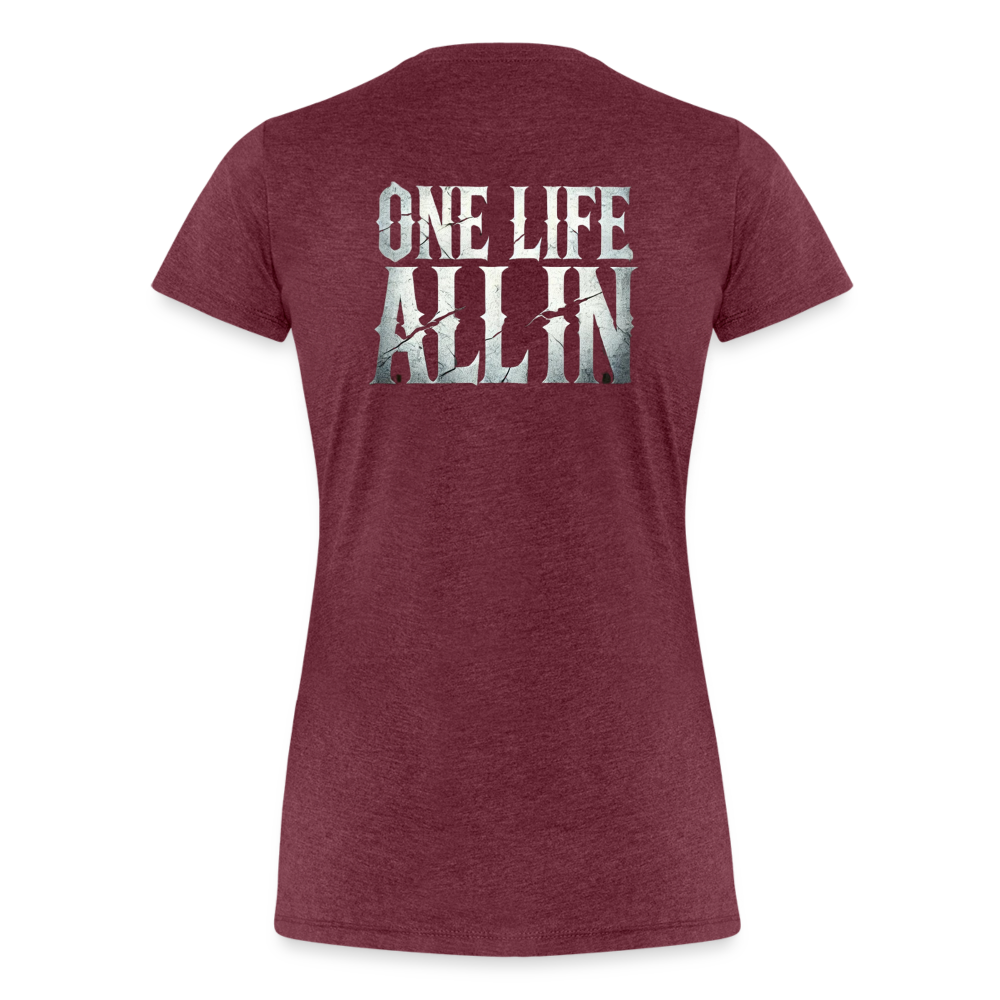 Women T-Shirt One Life All In - Bordeauxrot meliert