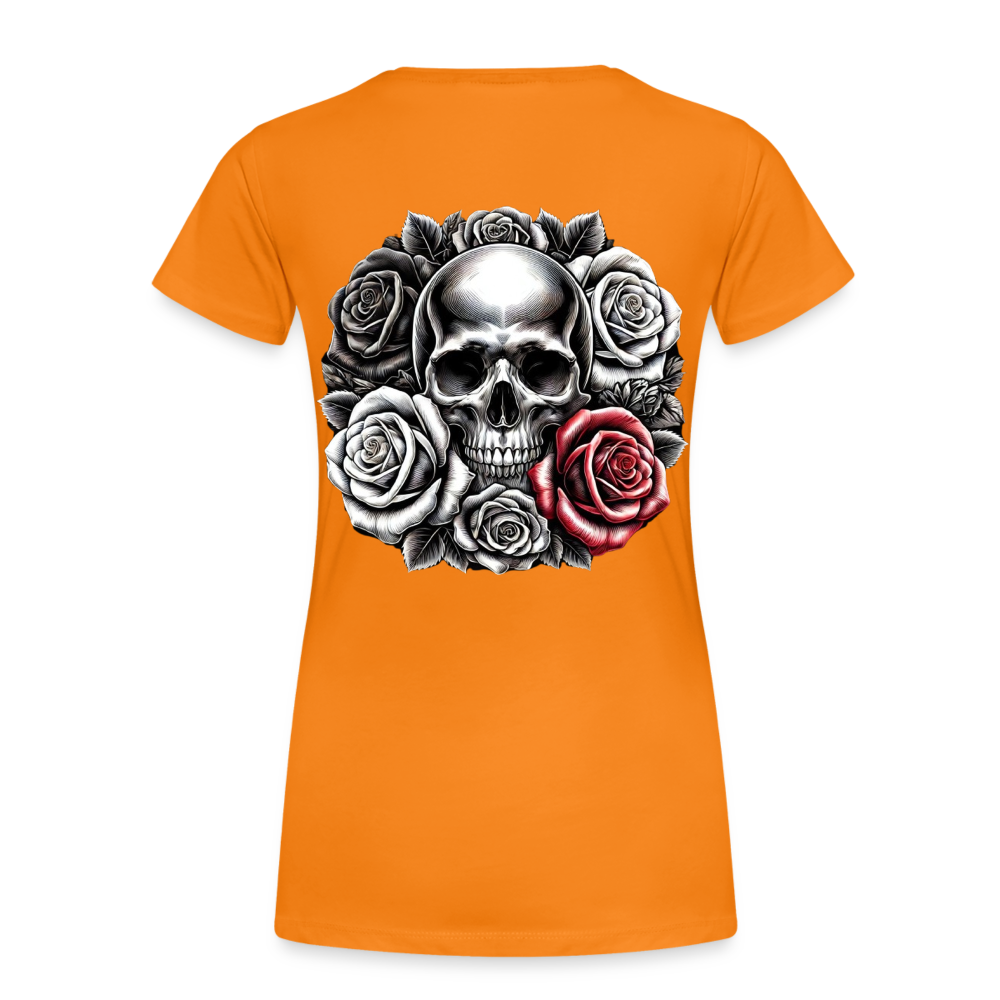 Women T-Shirt Skull Roses - Orange