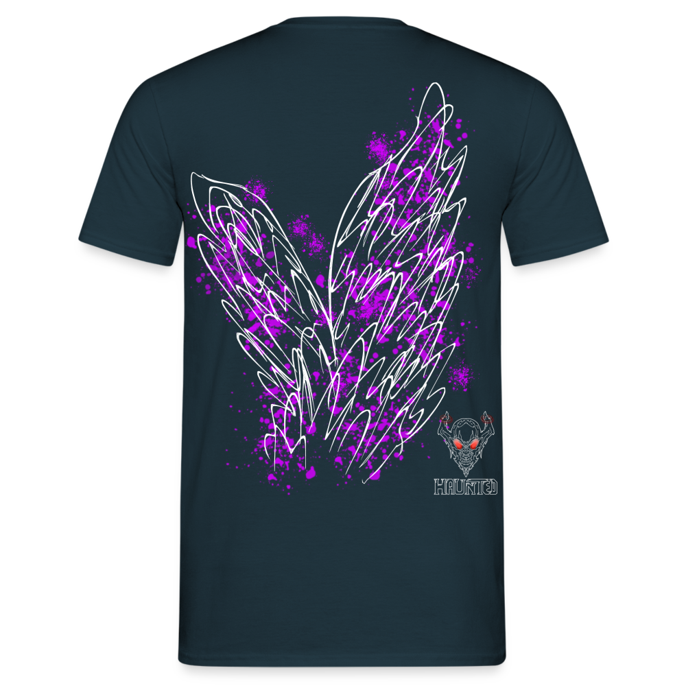 Men T-Shirt Pink Wings - Navy
