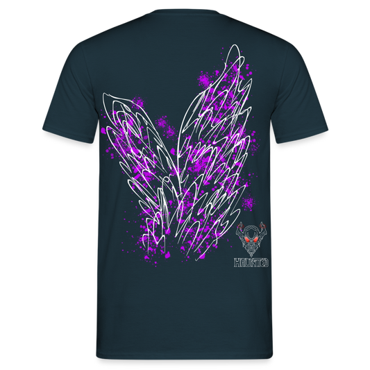 Men T-Shirt Pink Wings - Navy