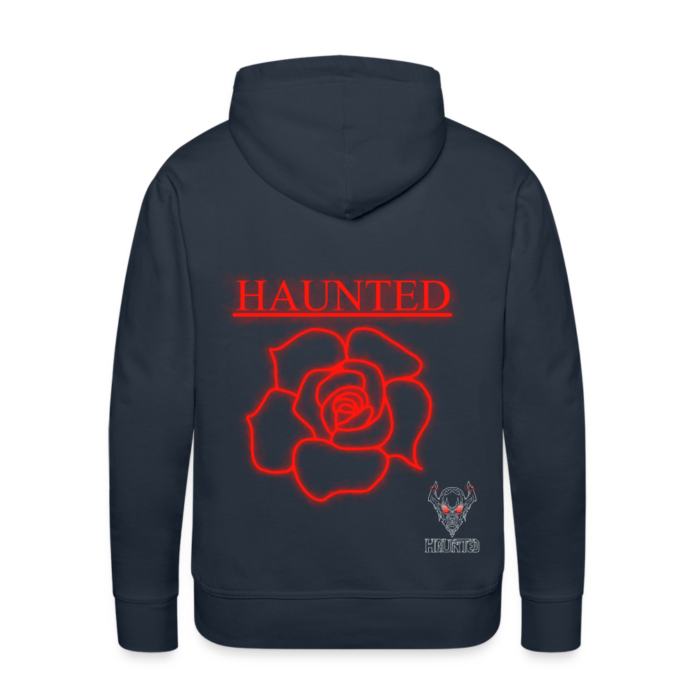 Men Hoodie Red Neon Rose - Navy