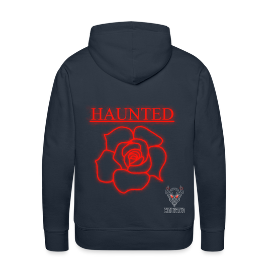 Men Hoodie Red Neon Rose - Navy