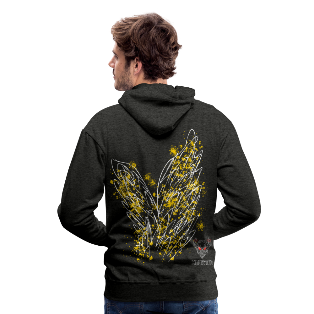 Men Hoodie Yellow Wings - Anthrazit