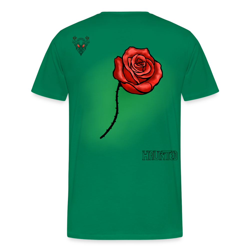 Man T-Shirt Rose on Green 1 - Kelly Green