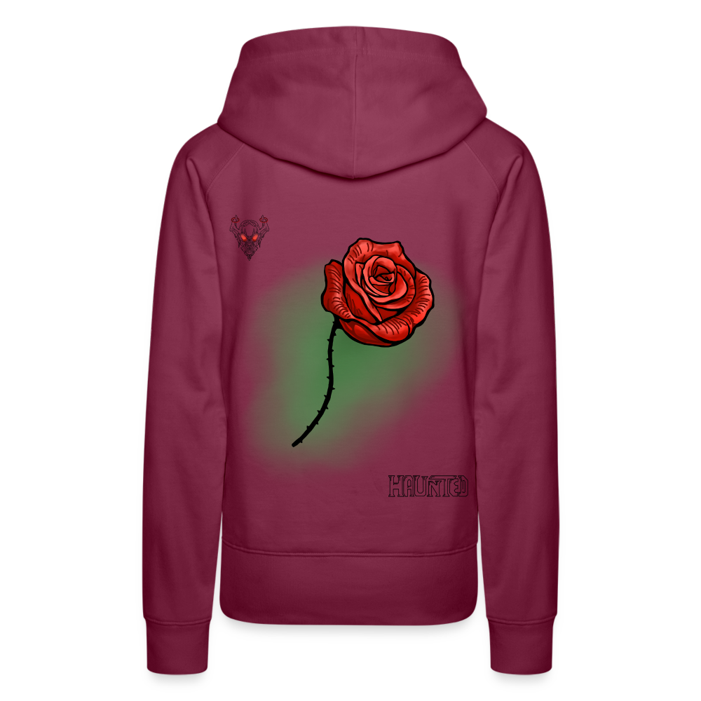 Woman Hoodie Rose on Green 2 - Bordeaux