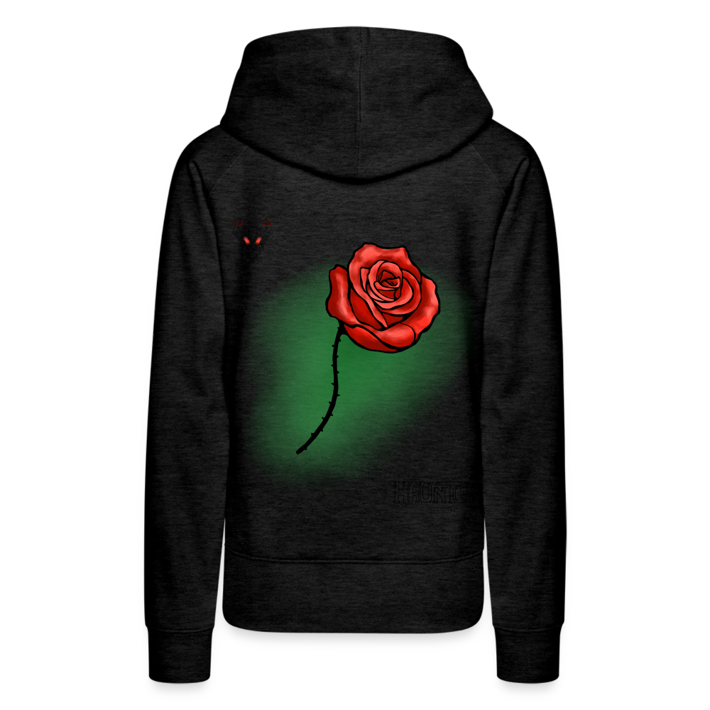 Woman Hoodie Rose on Green 1 - Anthrazit