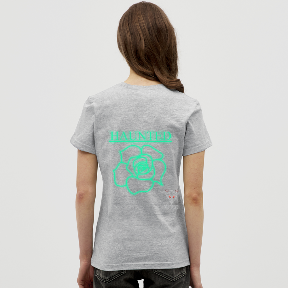 Women T-Shirt Turquoise Neon Rose - Grau meliert