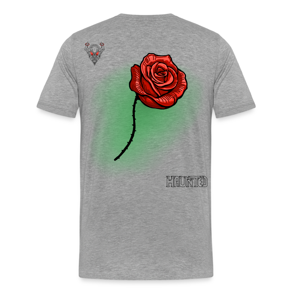 Man T-Shirt Rose on Green 3 - Grau meliert