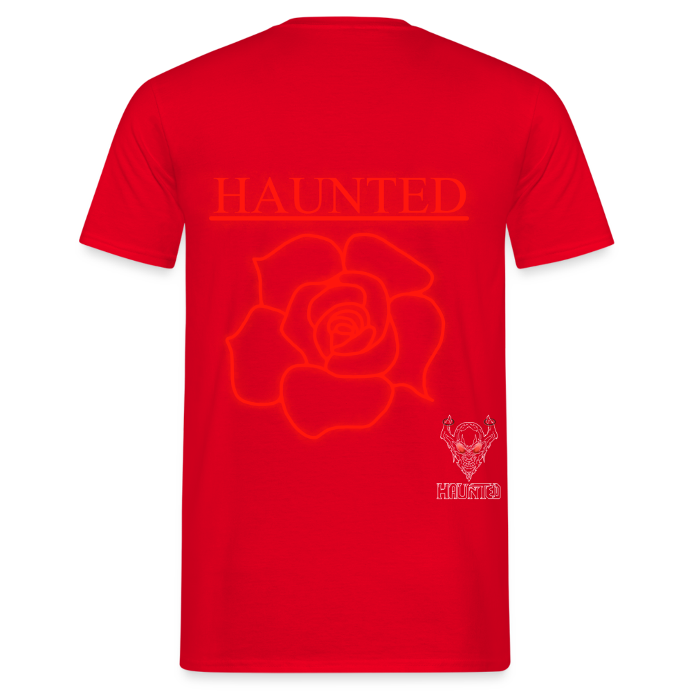 Men T-Shirt Red Neon Rose - Rot