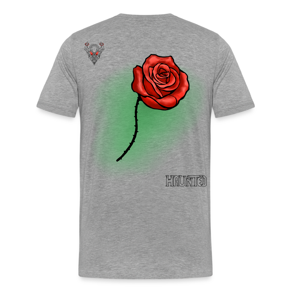 Man T-Shirt Rose on Green 1 - Grau meliert