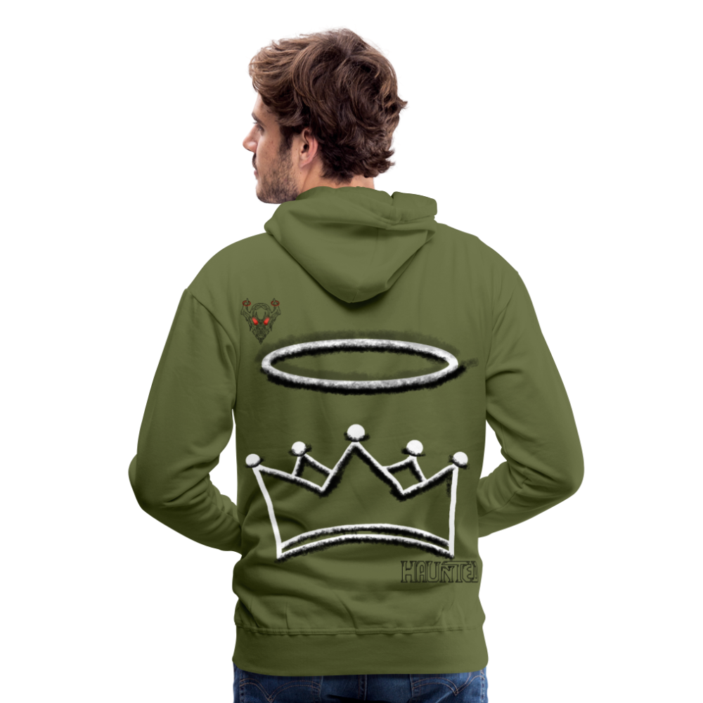 Man Hoodie Cown and Ring Dark - Olivgrün