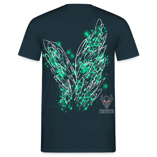 Men T-Shirt Turquoise Wings - Navy