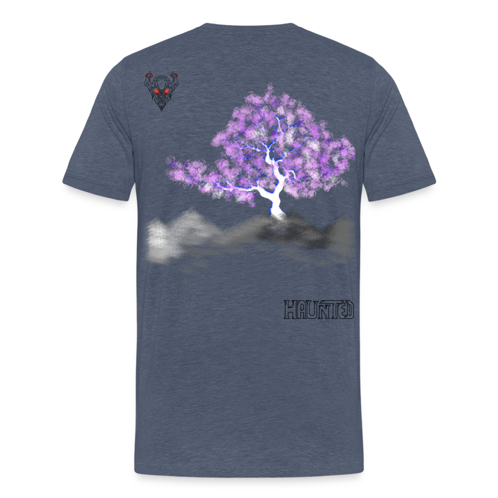 Man T-Shirt Cherry Blossom - Blau meliert