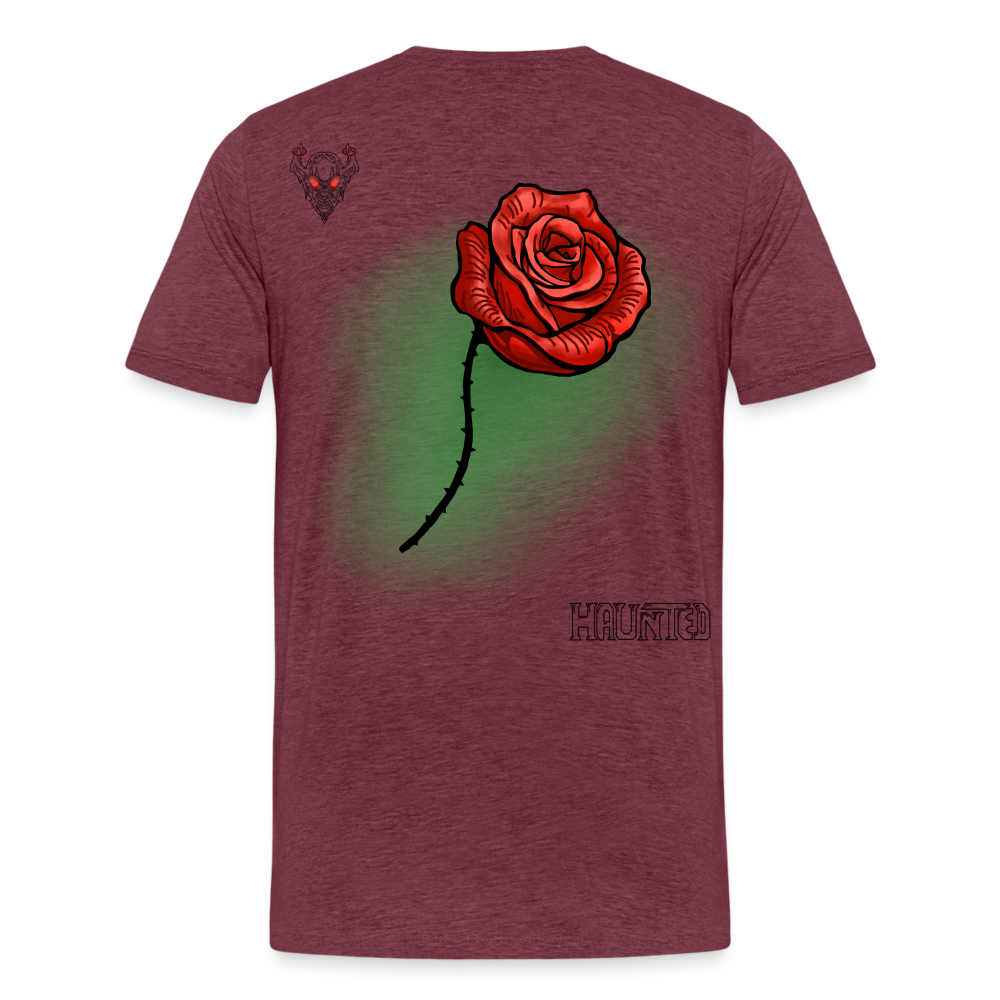 Man T-Shirt Rose on Green 2 - Bordeauxrot meliert