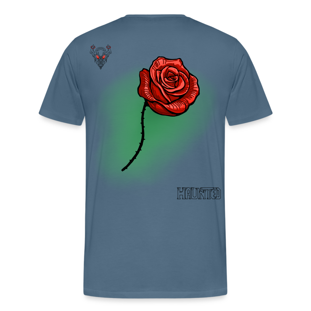 Man T-Shirt Rose on Green 3 - Blaugrau