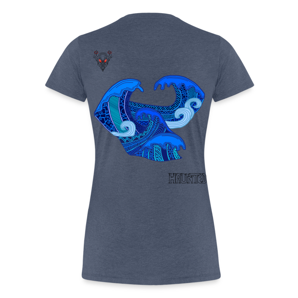 Woman T-Shirt Waves Dark - Blau meliert