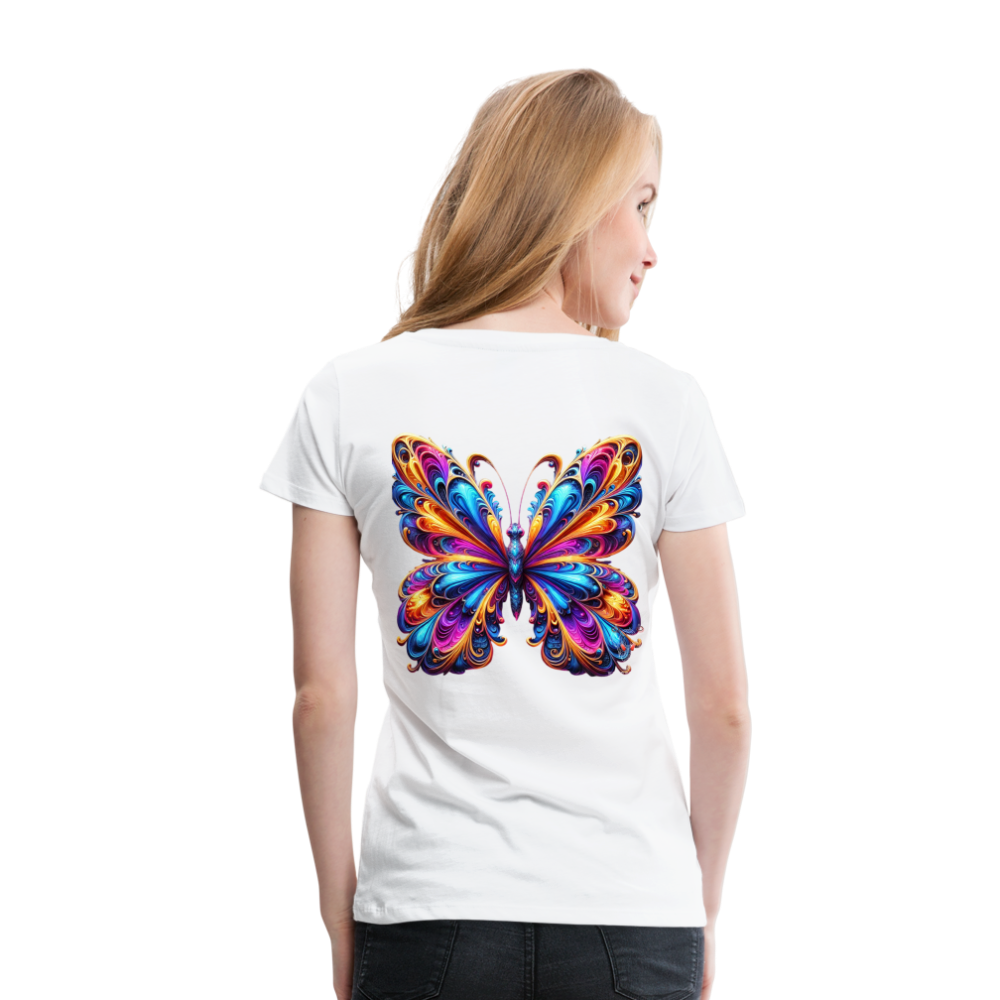 Woman T-Shirt Vibrant Butterfly Elegance - Weiß