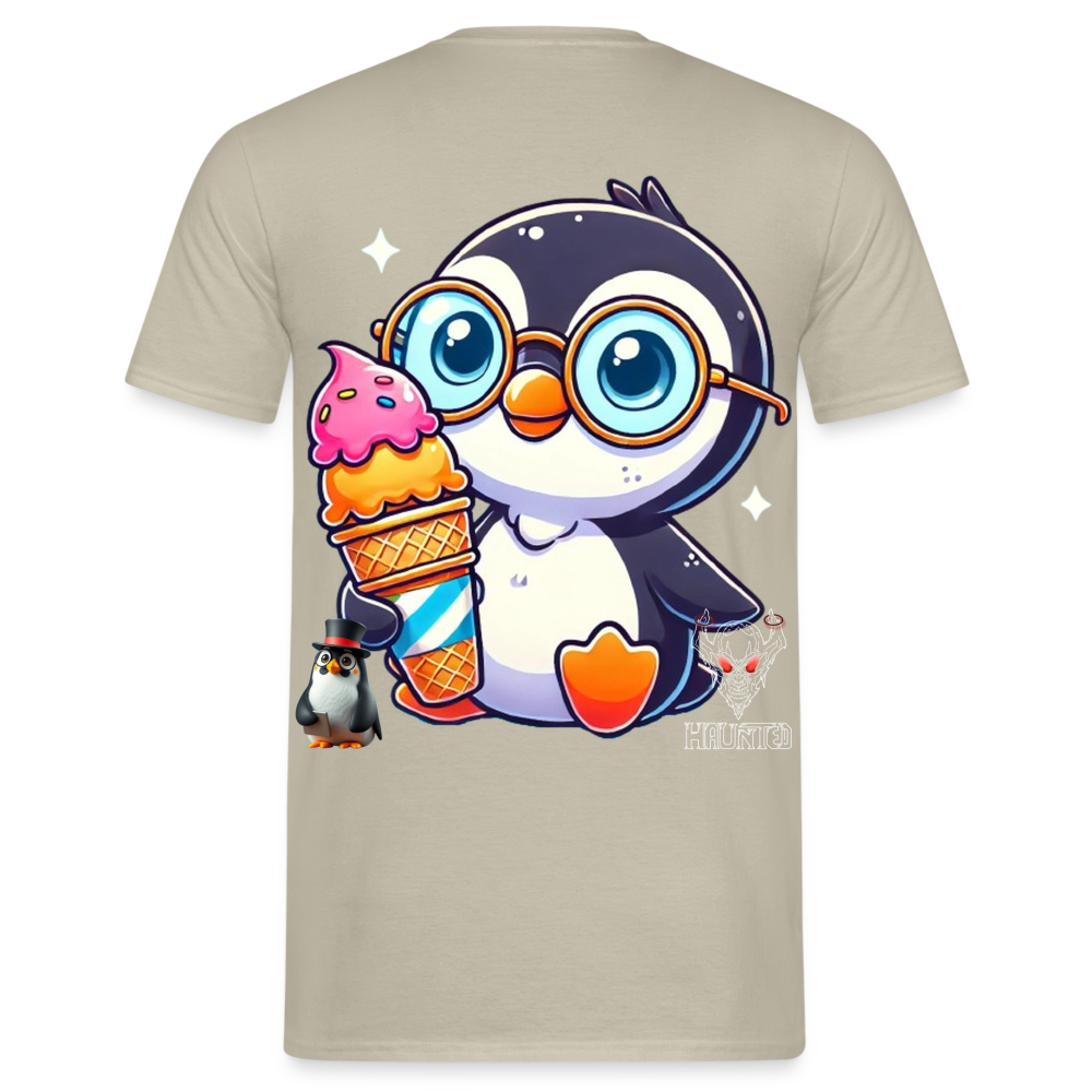 Men T-Shirt KasPenguin with Ice - Sandbeige