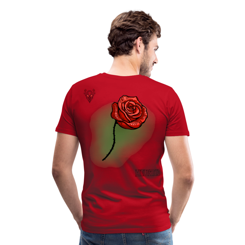 Man T-Shirt Rose on Green 3 - Rot