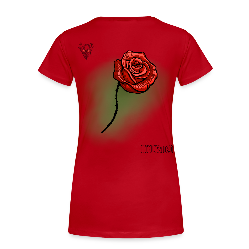 Woman T-Shirt Rose on Green 3 - Rot
