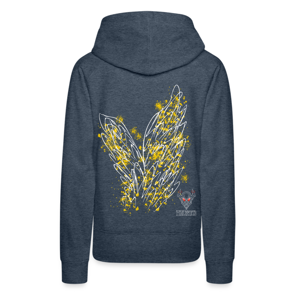 Women Hoodie Yellow Wings - Jeansblau