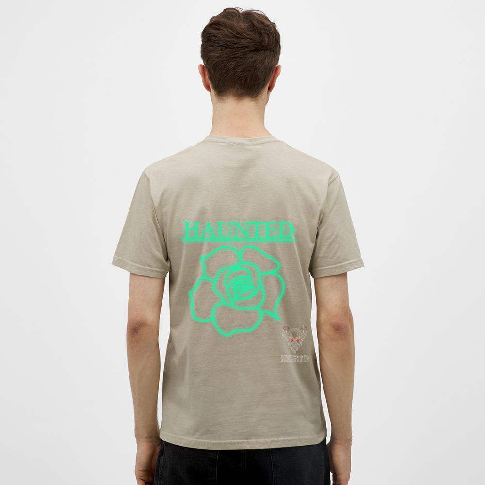 Men T-Shirt Turquoise Neon Rose - Sandbeige