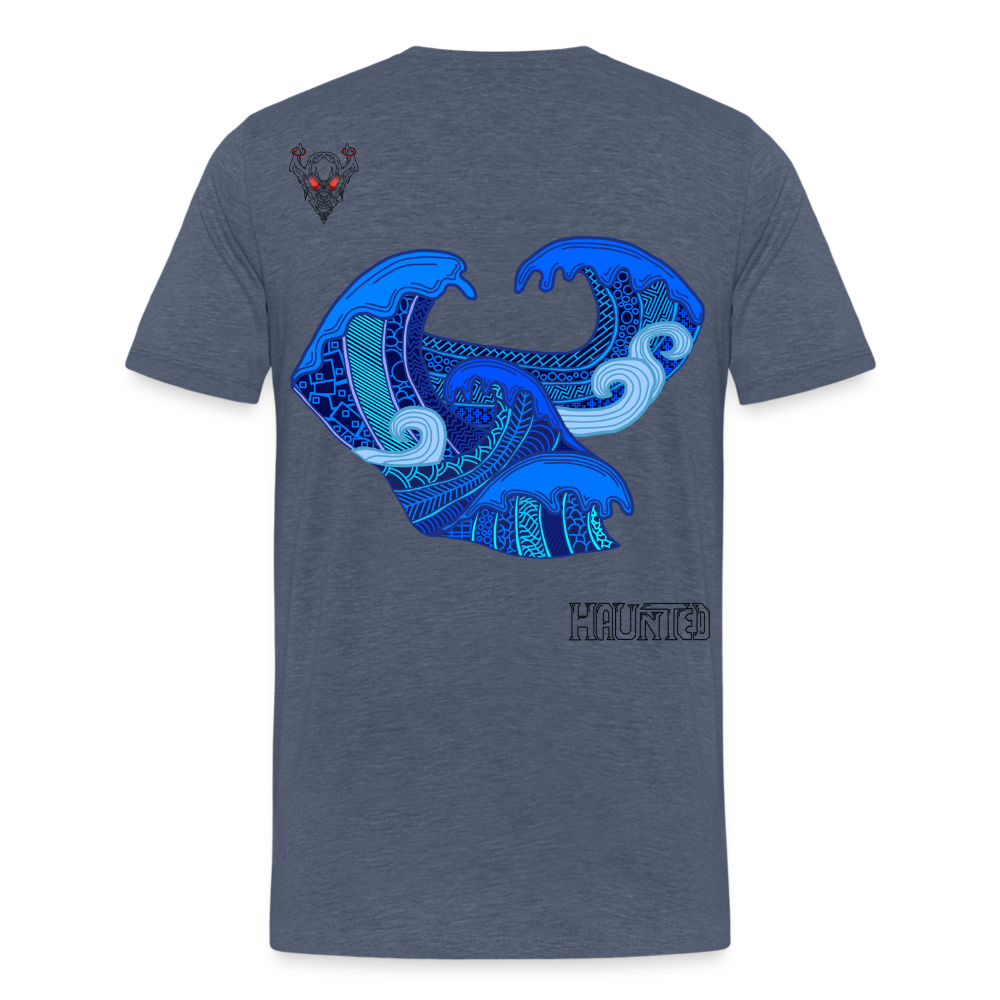 Man T-Shirt Waves Dark - Blau meliert