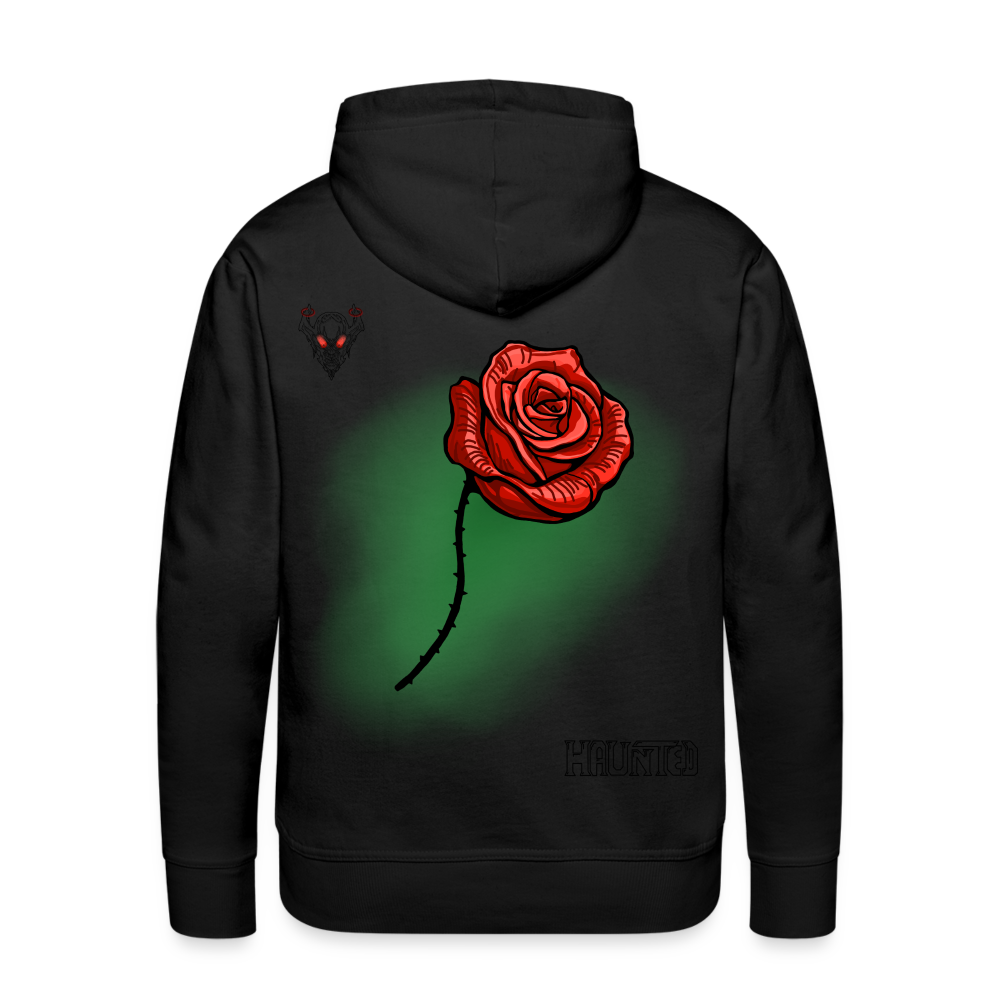Men Hoodie Rose On Green 3 - Schwarz