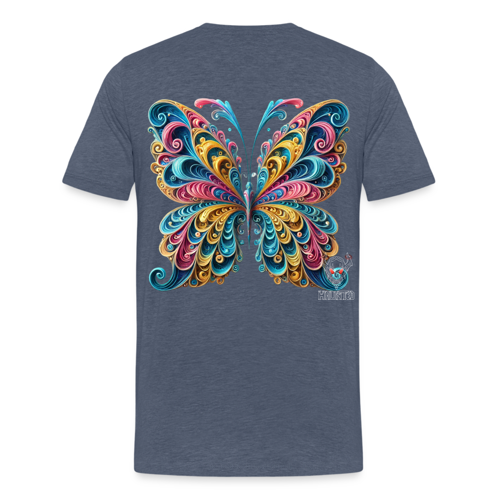 Men T-Shirt Whimsical Butterfly Harmony - Blau meliert