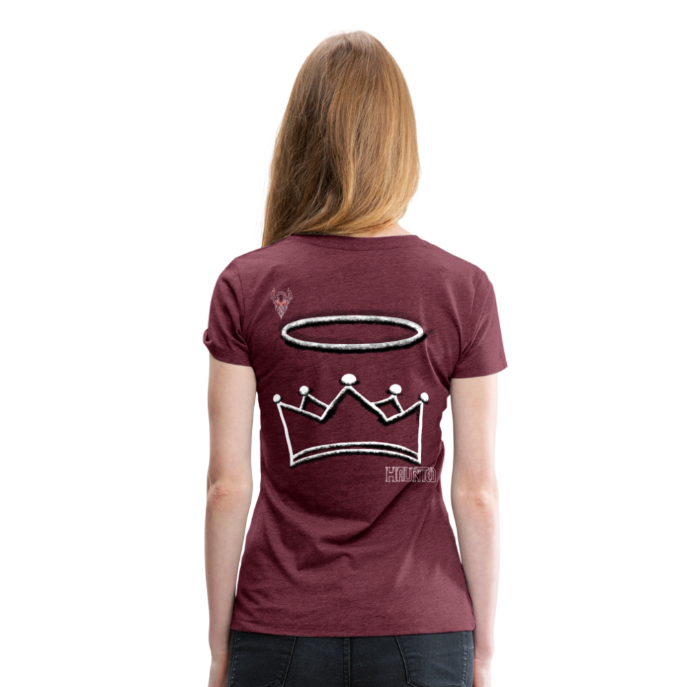 Woman T-Shirt Crown and Ring Light - Bordeauxrot meliert