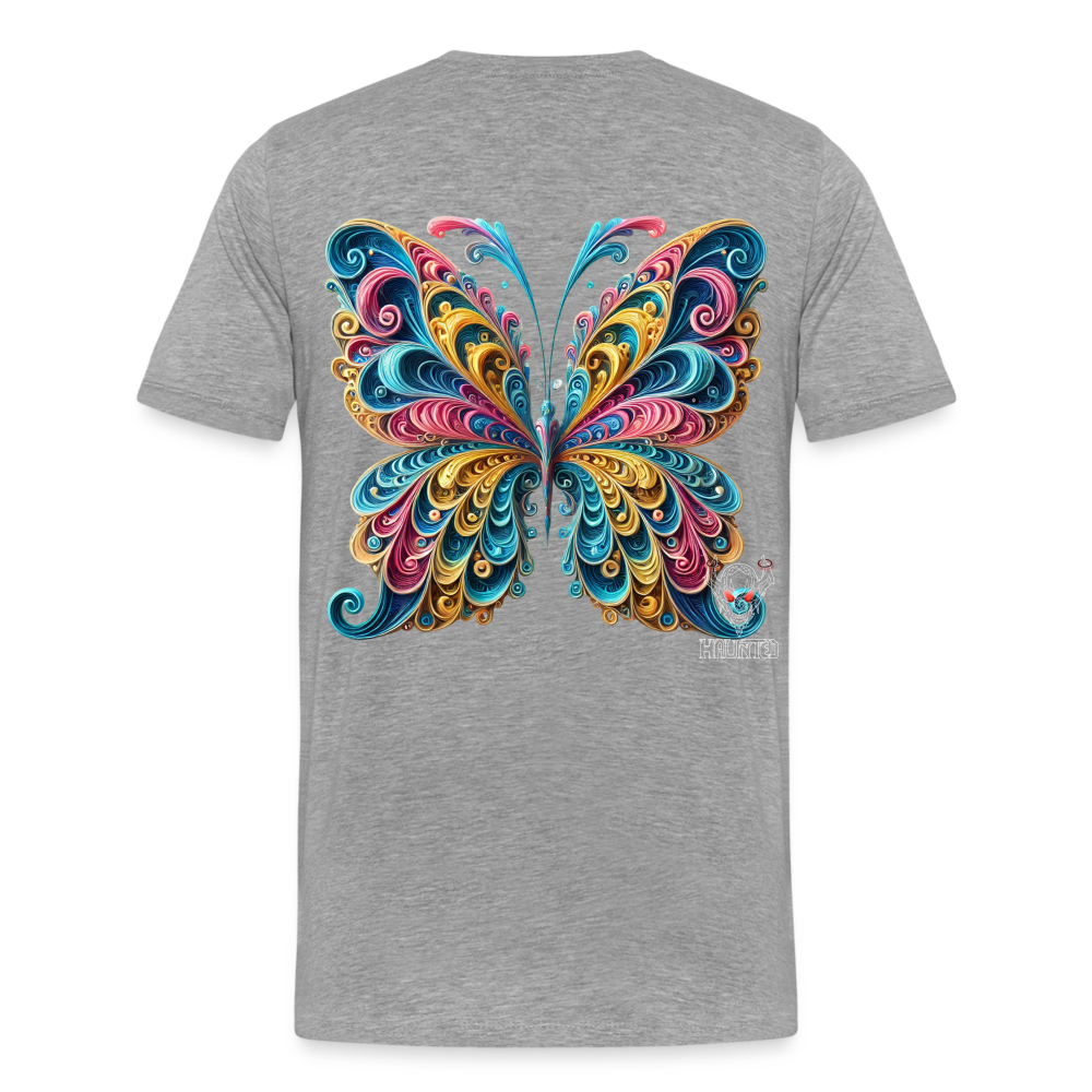 Men T-Shirt Whimsical Butterfly Harmony - Grau meliert