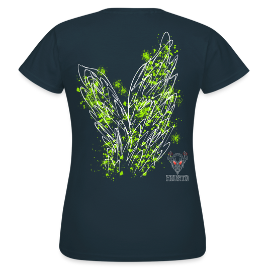 Women T-Shirt Poison Green Wings - Navy
