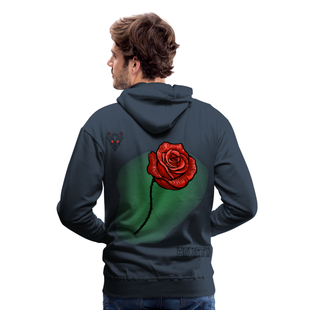 Men Hoodie Rose on Green 2 - Navy