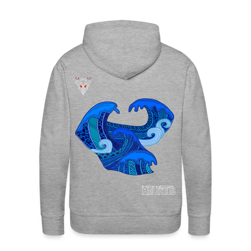 Men Hoodie Waves Light - Grau meliert